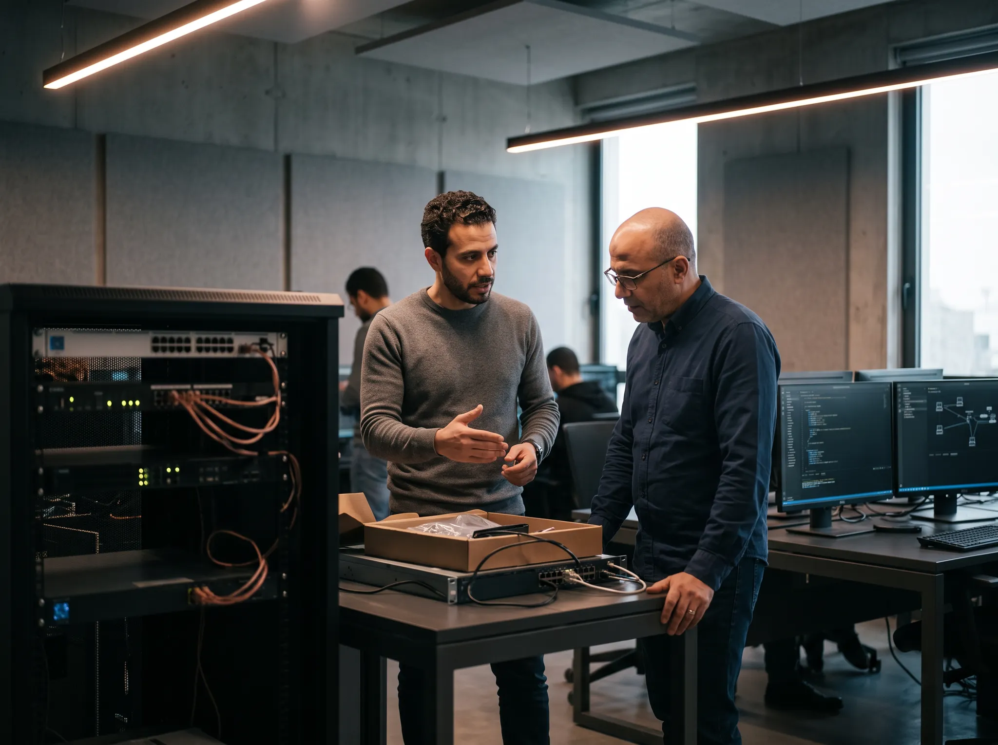 Illustrative technical training session with network equipment